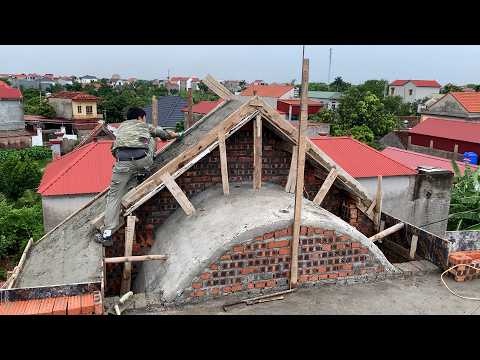 Construction, Assembly, And Finishing Of The Reinforced Concrete Sloping Roof For The House Balcony.