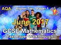 GCSE Maths AQA June 2017 Paper 1 Higher Tier Walkthrough