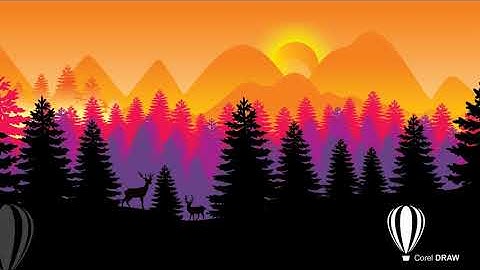 Ngẫu hứng vẽ phong cảnh rừng thông vector trong CorelDraw