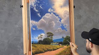 Pintura a óleo - paisagem com nuvens | Oil painting - landscape with clouds