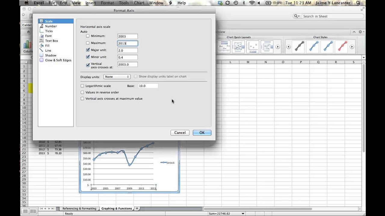 Chapter 24 & 25 | Basic graphing and functions in excel - YouTube