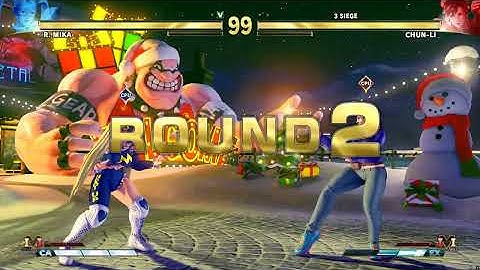 R. Mika vs Chun-Li | Street Fighter V | CPU vs CPU AI vs AI (hardest difficulty level)
