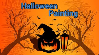 Halloween Painting (witch pumpkin) 🎃🧙‍♀️🧹 / Easy painting for beginners / Painting Tutorial