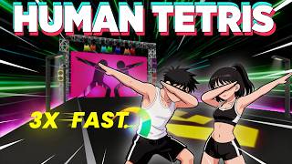 2 Player FUN COOP Human Tetris Challenge | Full Body High-Intensity Cardio Game | 3X Fast Speed