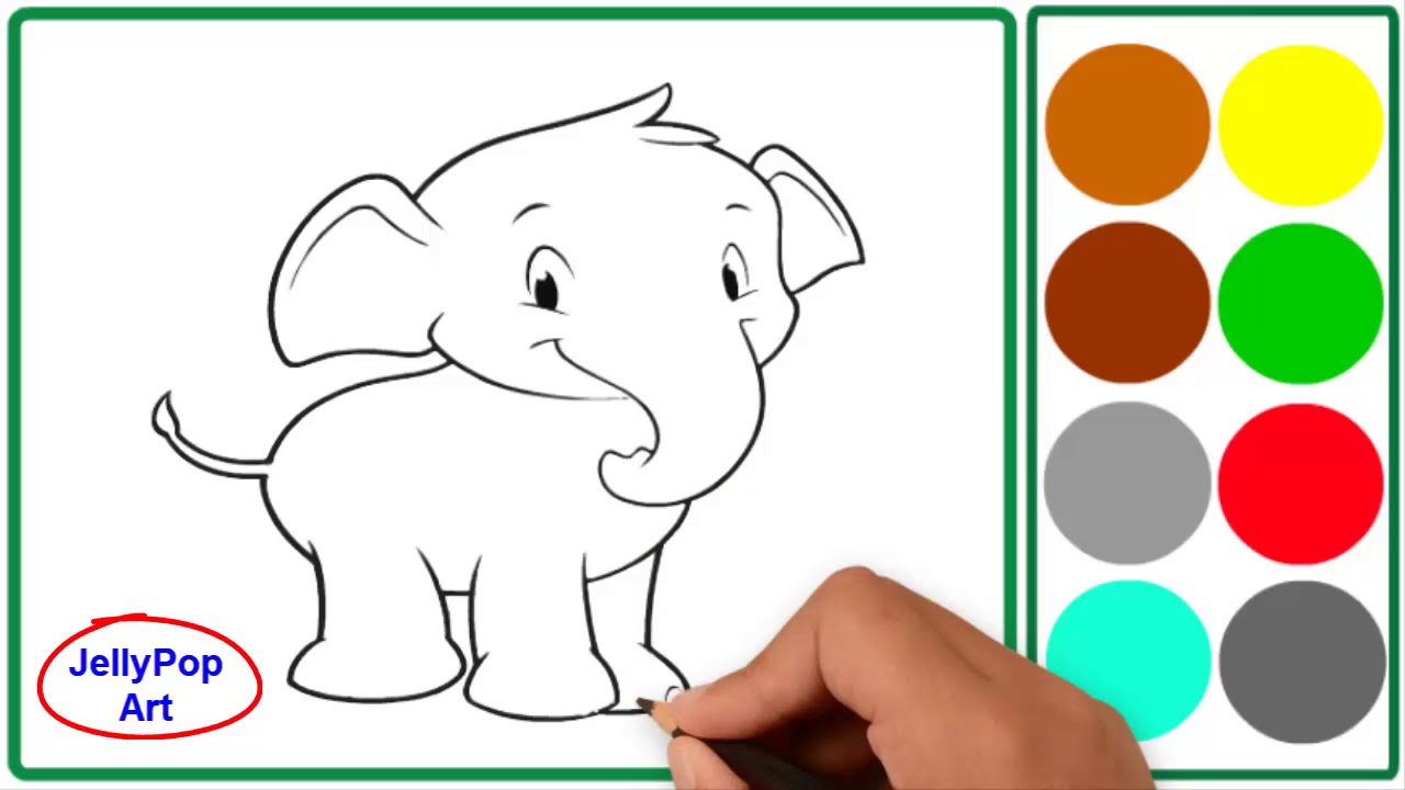 belajar  menggambar  dan belajar  mewarnai binatang  gajah 