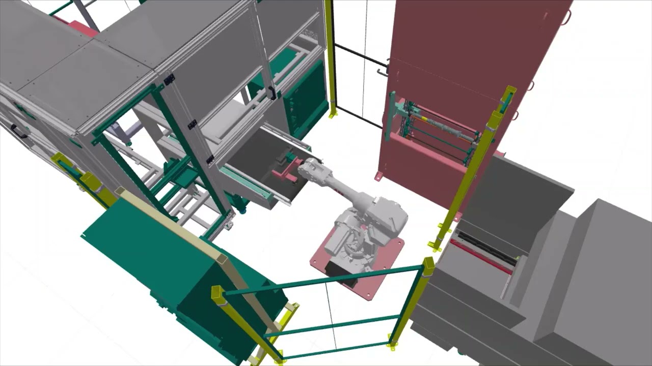Heat-Treat Oven to vertical Cooling Tower Conveyor Simulation