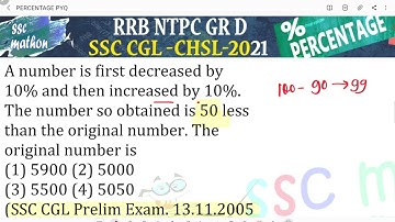 A number is first decreased by 10% and then increased by 10%.The number so obtained is 50 less