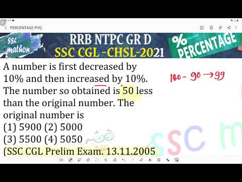 A number is first decreased by 10% and then increased by 10%.The number so obtained is 50 less