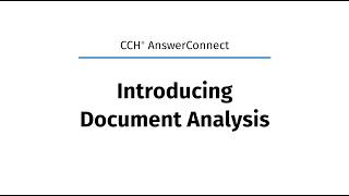 Introducing Document Analysis on CCH® AnswerConnect