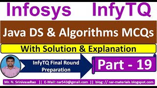 Java DS & Algorithms MCQs | Java MCQs for InfyTQ Exam | Java MCQs Solution & Explanation | Part-19 Profile