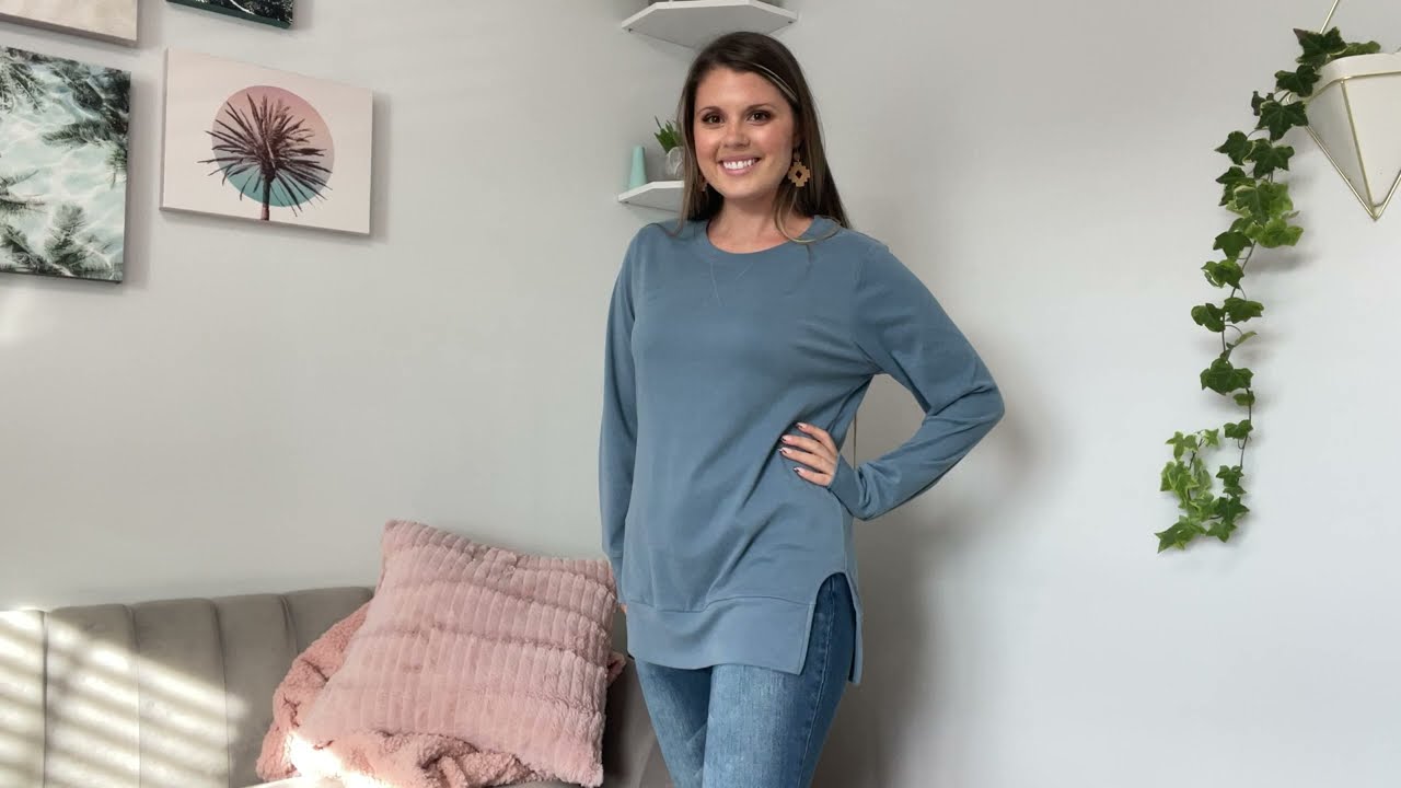 Amazon Try On - Side Split Tunic Sweater 