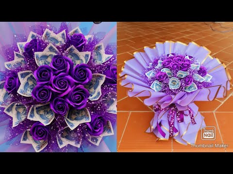 Video Bó hoa tiền 5K màu tím | Cách bó hoa tiền | Cách làm... - youtube