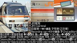 JR東海キハ85系 特急 ひだ36号 36D→2036D列車 走行音 JR Central Series KIHA85 Limited Express HIDA No.36 Running Sound