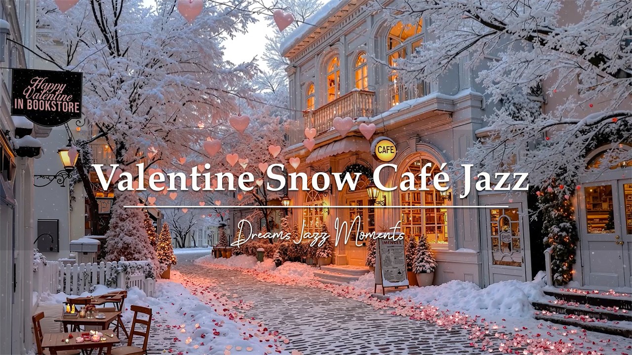 Snowy Valentine Bookstore Café Jazz ☕ Romantic & Warm Jazz Music for a Peaceful Love Mood ❄️