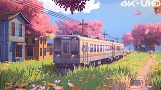 ANIME TRAIN CHERRY BLOSSOM WALLPAPER - Creative Visuals - 4K screenshot 2