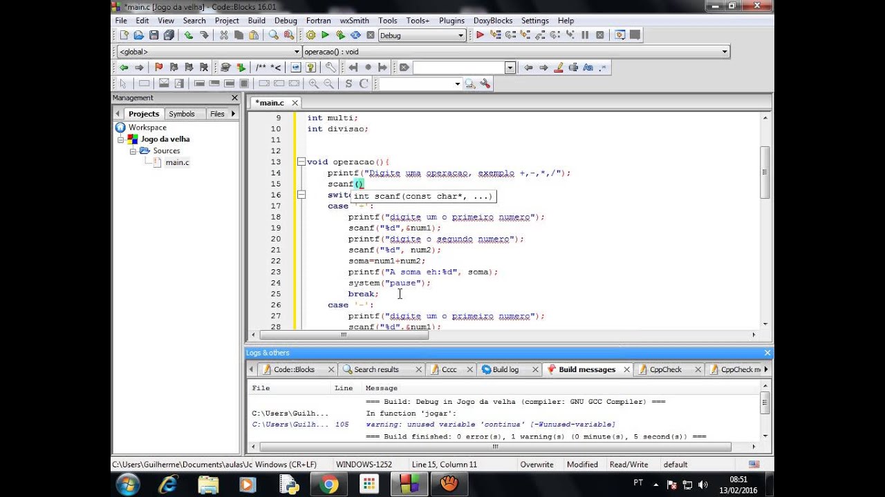 Calculadora em C usando o SWITCH, Aula 6 - YouTube