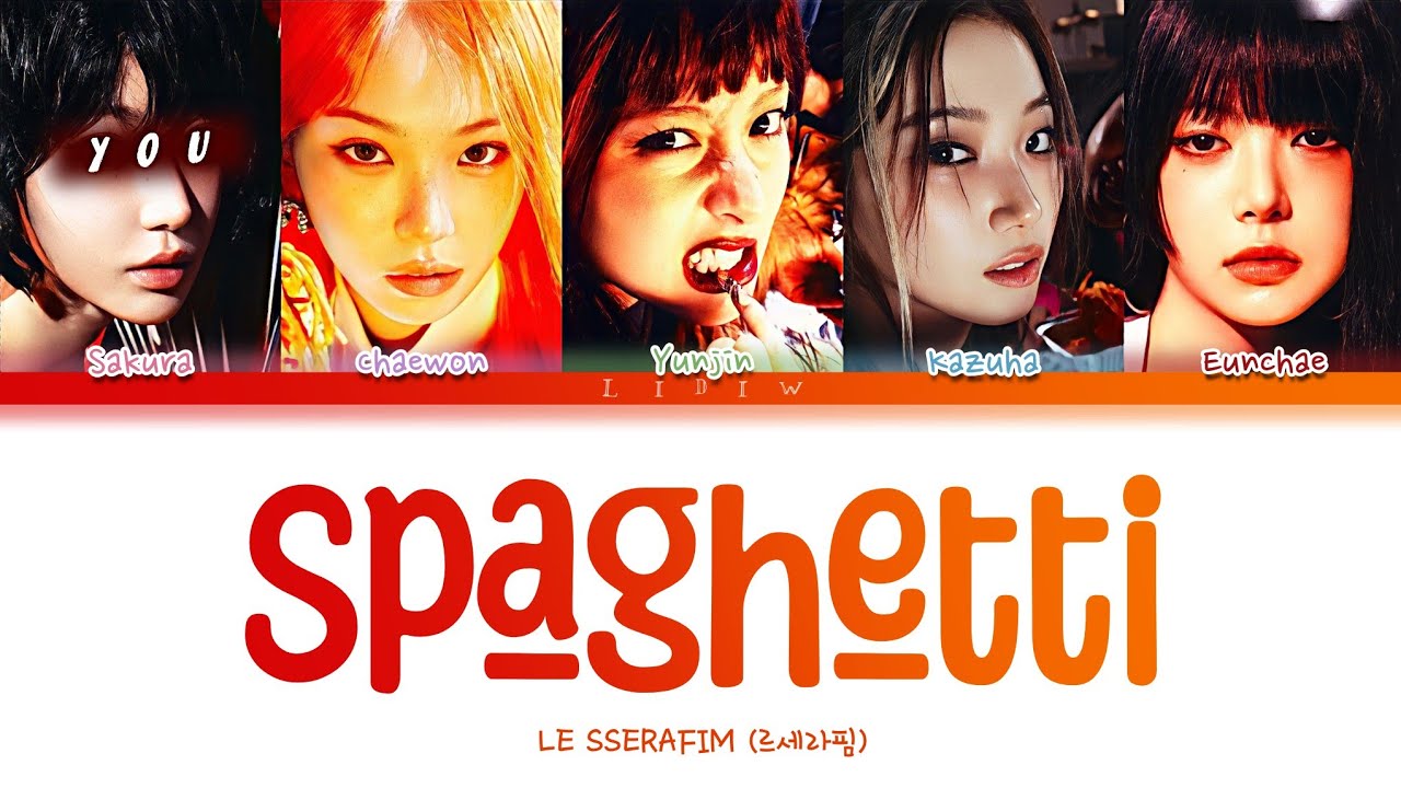 LE SSERAFIM || SPAGHETTI but you are Sakura (Color Coded Lyrics Karaoke)