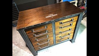 Industrial Styled workshop Drawers/ Lathe Cabinet. Made from 75 x 75 mm Steel for the 4 legs, 50 x 50 for the rest of the box 