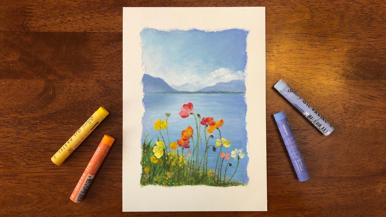オイルパステル タイムラプス] 1時間30分で描くリアルなチューリップの