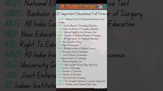 20 Important Educational Full FormaLike, Share, and Follow😊❤🙏#fullforms #educationalfullforms