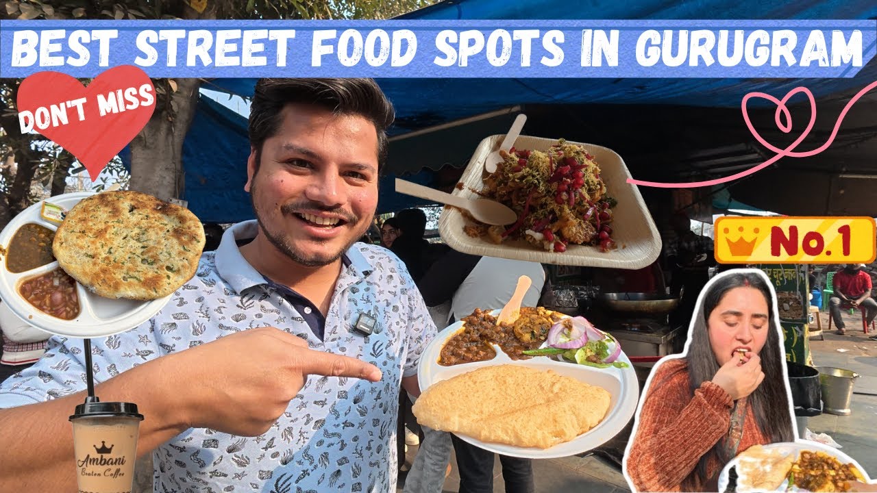 Is Gurugram's STREET Food BETTER than Delhi?😱 (Amritsari Kulcha, Chole Bhature) | @Vegetarial_Couple