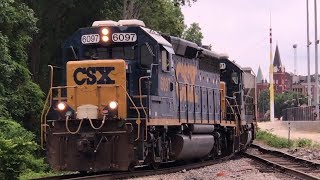 [CSXT]6097 GP40-2 & 6391 GP40-2 EFS Leads F736-04 While Rounding the Curve At A & Y In Fay NC