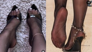 Most wanted collections of stiletto mules high heels sandals 👠 || best nylon stockings for women's 
