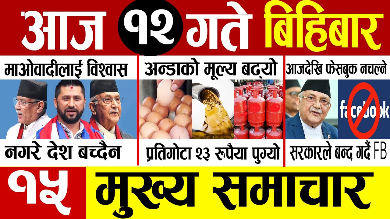 Today news 🔴 nepali news | aaja ka mukhya samachar, nepali samachar live | Bhadau 12 gate 2082 .