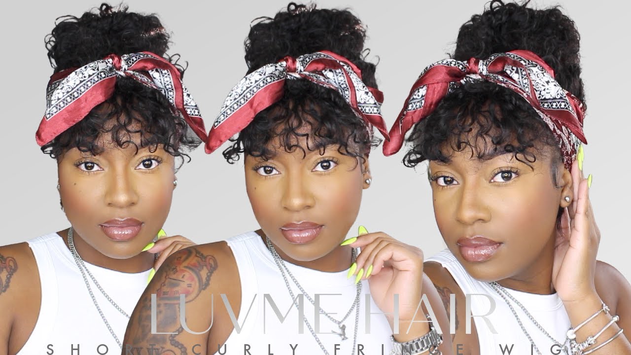 NATURAL SHORT CURLY FRINGE BANG WIG | FT. LUVME HAIR