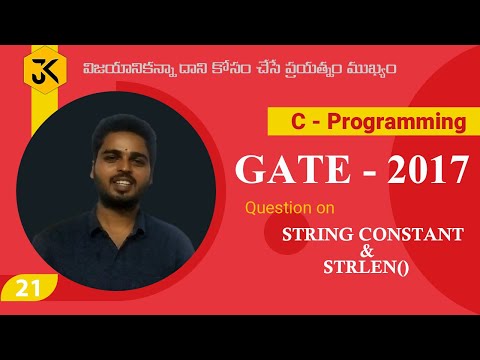 C Programming || Question on String Constants and strlen()  || GATE 2017 Solution