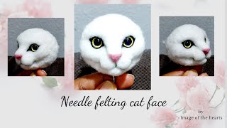 Needle felting cat face/How to make needle felting cat face /Needle felted cat part 1
