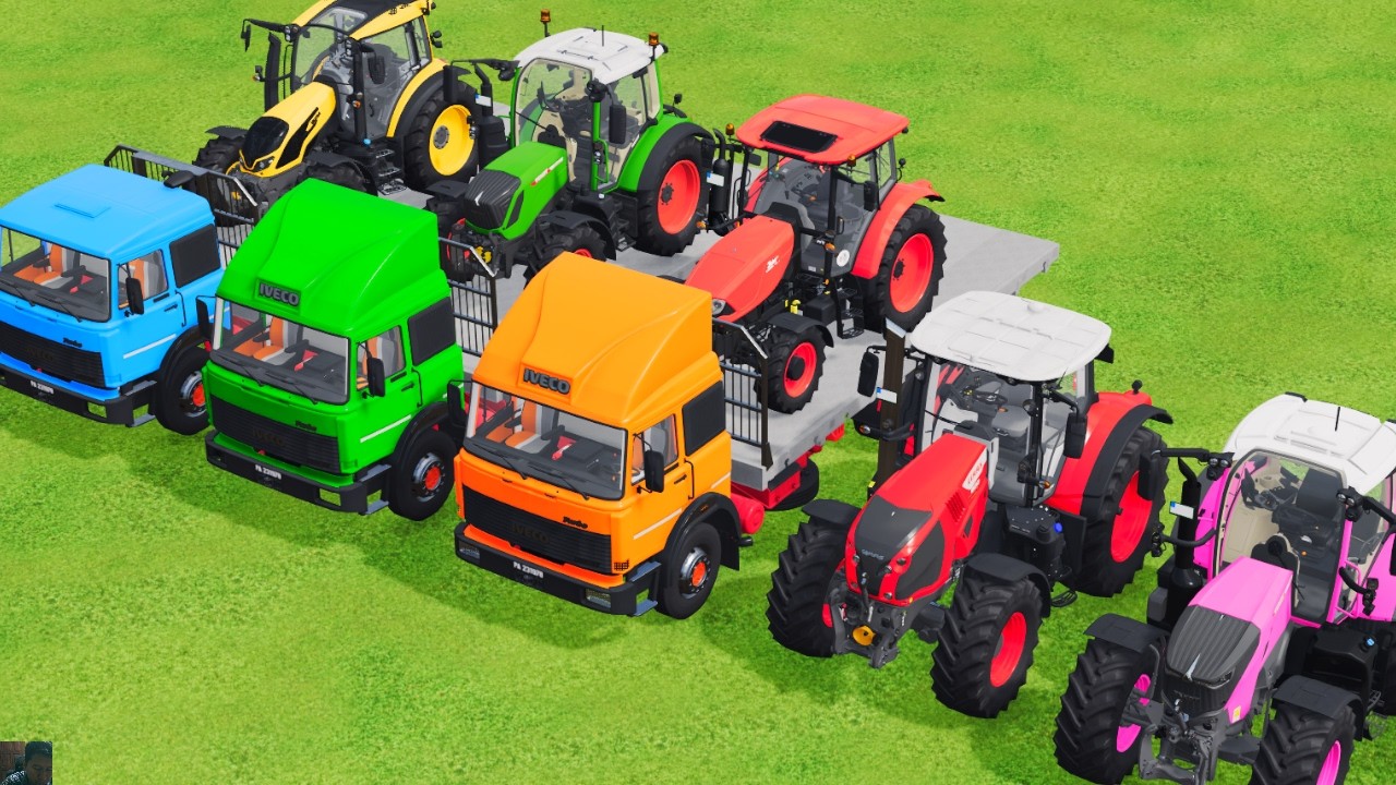 Transporting tractors Double Flatbed Trailer truck vs tractor Game Farming Simulator 22