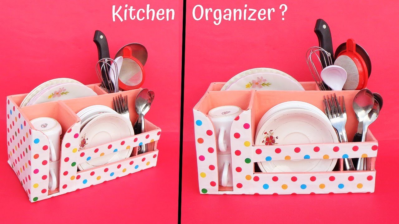How to make Kitchen Organizer with waste cardboards/ Best out of waste