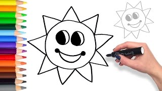 Learn to draw Mr. Sun | Teach Drawing for Kids and Toddlers Coloring Page Video