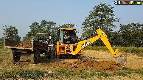 Fully Loaded Tractors Trolley | JCB Backhoe Machine Cutting Soil And Making Drain | Off RoadPlanet
