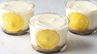 Easy Creamy Lemon Cheesecake Cups (gluten-free, refined sugar-free, no-bake!)