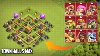 Town Hall 5 Max vs All Super Troops | Clash of Clans