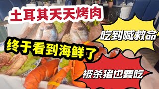 土耳其天天烤肉，吃到喊救命，终于看到海鲜，被杀猪也要吃