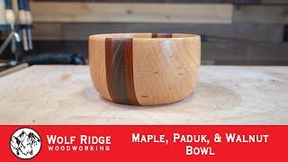 Woodturning: Maple, Padauk, & Walnut Bowl