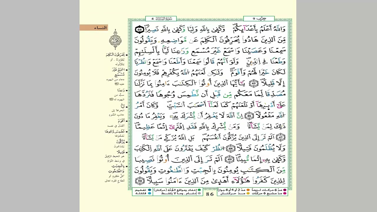 الثمن 3 من الحزب 9 مكرر 7 مرات من المصحف المصور برواية ورش عن نافع للقارئ الشيخ العيون الكوشي