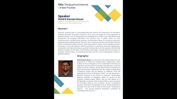 Rohit K Ramakrishnan Talk at Q-Karyashala workshop 2023 on The Quantum Internet