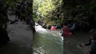 Sobreviviendo extremo en el río Koricancha en prácticas de campo, estudiantes de Ecología. UNA PUNO