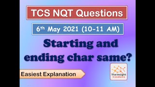 6 May TCS NQT Coding Questions with Solutions | 10-11 AM | Same Starting and Ending Value | Python