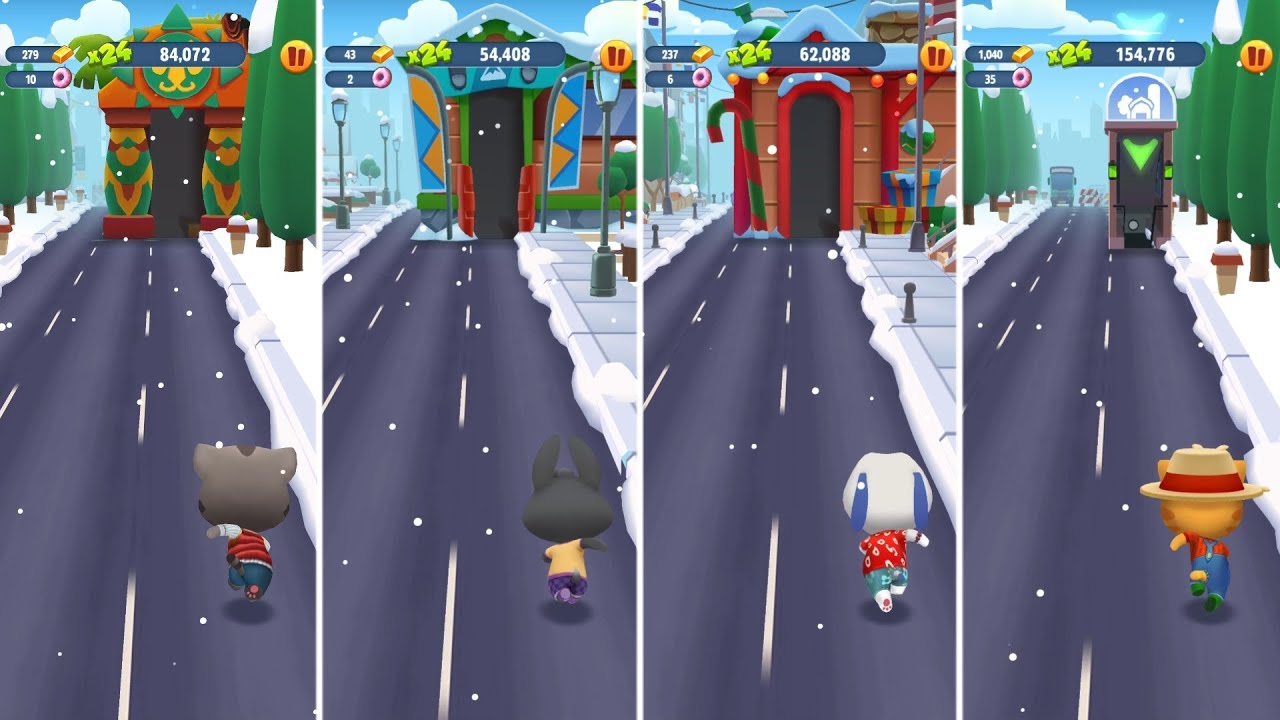 Talking Tom Gold Run: Frosty Tom,Talking Becca,Hawallan Hank,Farmer Ginger (Android/iOS) Gameplay