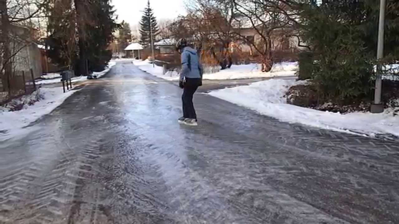 Ice Skating on home street in Tuusula,Finland, 31.12.2014 YouTube