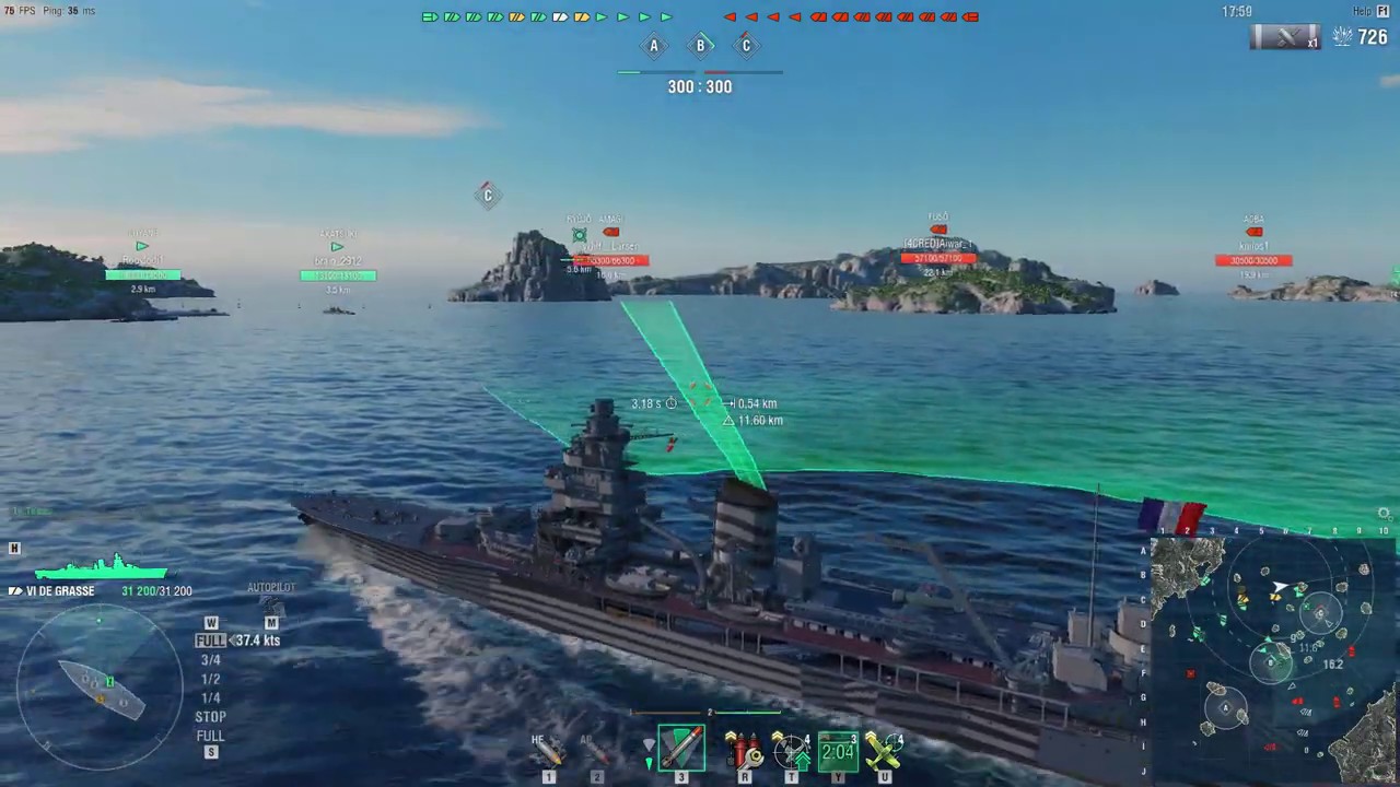 WoWs De Grasse Tier VI Premium French Cruiser Gameplay YouTube