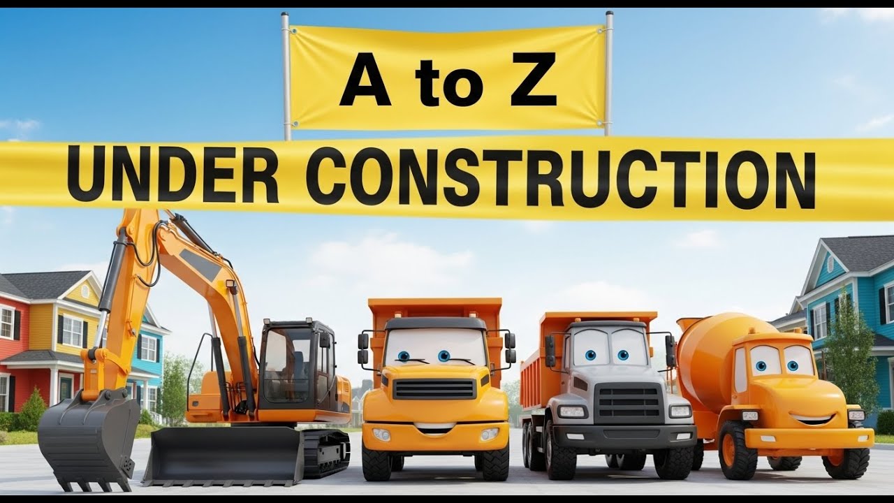 Construction Vehicles A to Z 🚧 | Excavator, Dozer & Crane Sounds 🏗️ 