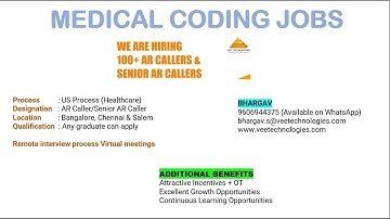 Medical coding jobs - AR Caller Jobs  || Remote || Virtual Interview || #freshersjob #medicalcoding