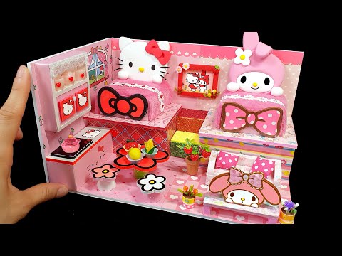 DIY Miniature Hello Kitty VS My melody Board House # - Build Amazing Pink House ｜Sanrio｜키티 VS 마이멜로디