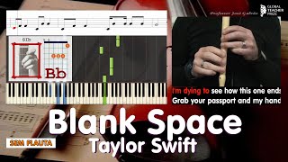 Taylor Swift Blank Space Notas Flauta Cifra Guitarra Acordes Piano Karaoke Lyrics Jose Galvao SVG
